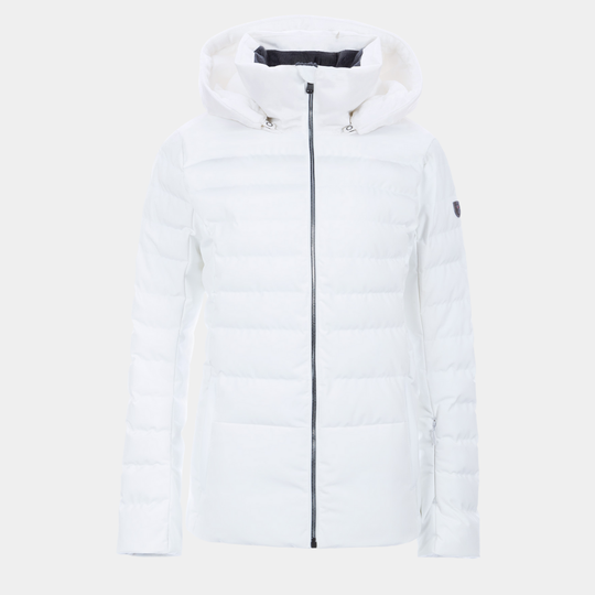 Julia Parka women's White Cloud ski jacket without faux fur, designed for warmth and weather protection