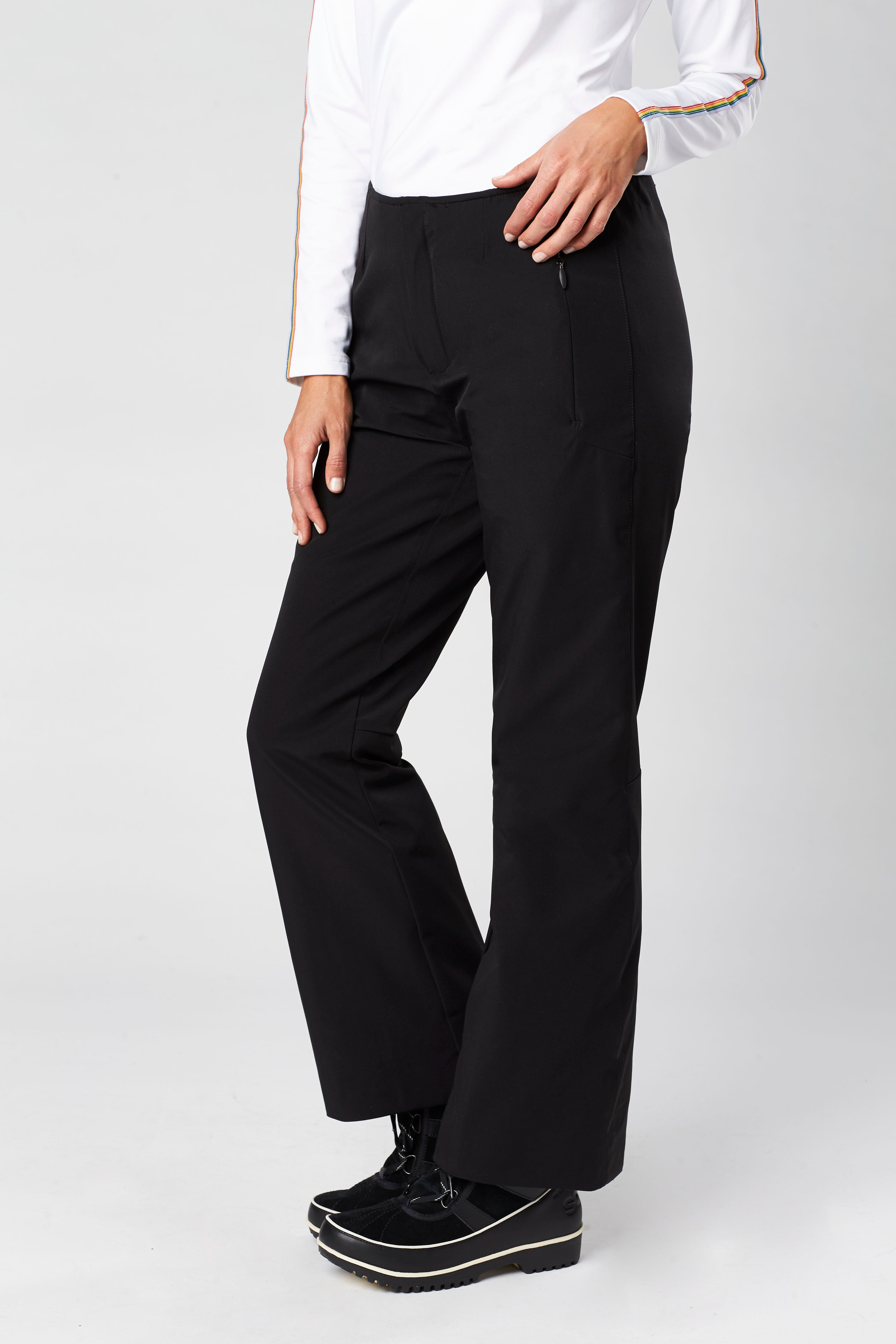 Black Low Rise Fold Over Waistband Flare Pants